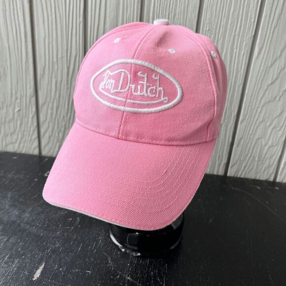 Von Dutch Pink Baseball Hat Y2K Logo Cap Adjustable Velcro Strap Trucker Style - Picture 6 of 9